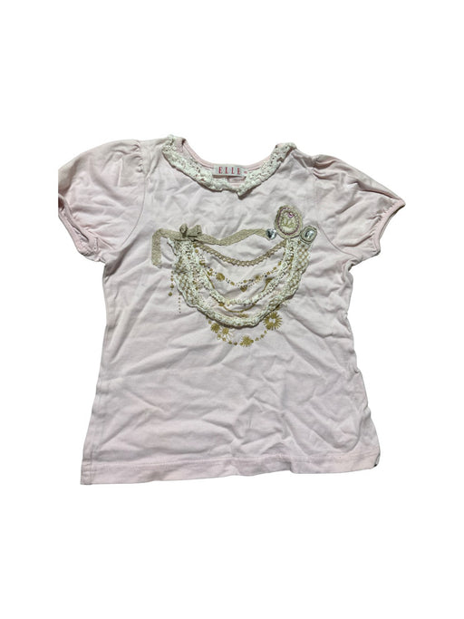 A Pink Short Sleeve T Shirts from ELLE in size 4T for girl. (Front View)