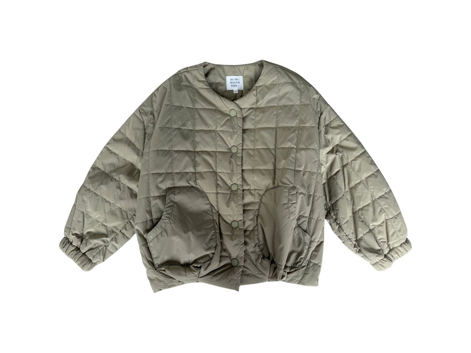 A Green Puffer/Quilted Jackets from Mimi Mono in size 5T for neutral. (Front View)