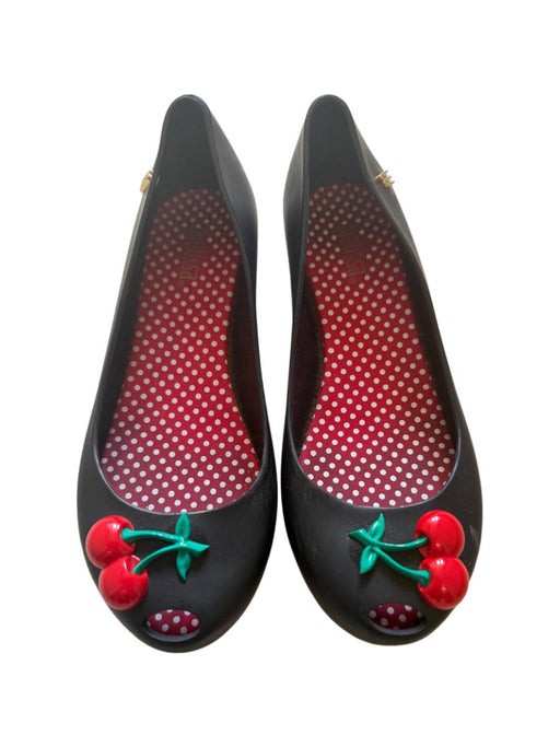 A Black Flats from Melissa in size 7Y for girl. (Front View)