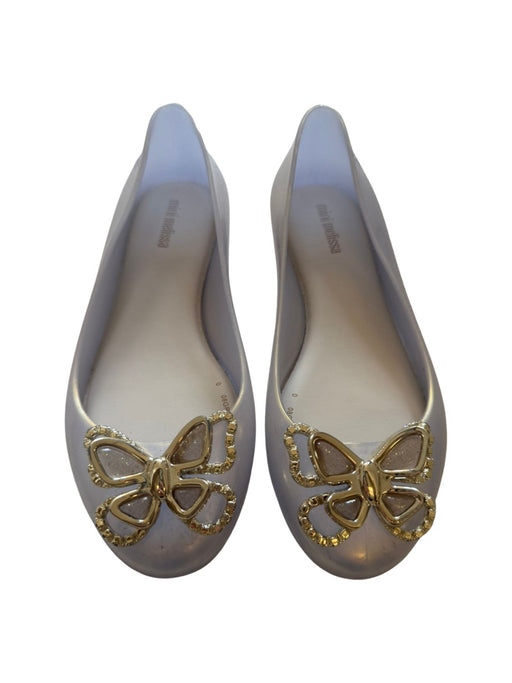 A Gold Flats from Mini Melissa in size 7Y for girl. (Front View)