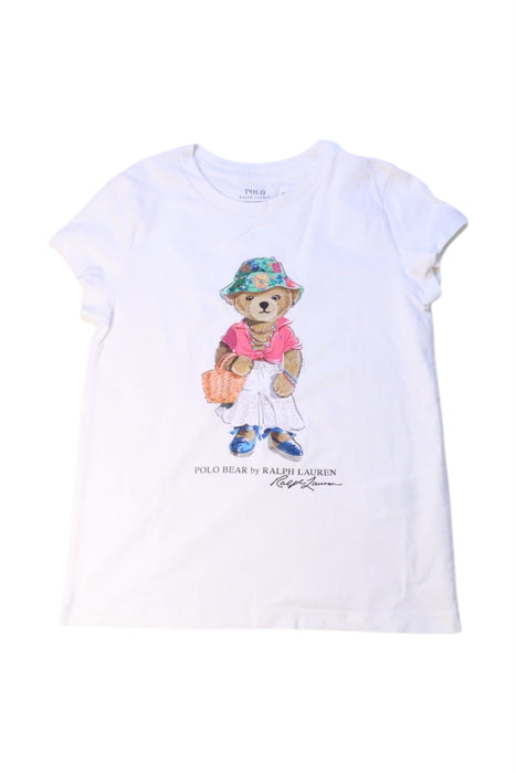 A White Short Sleeve T Shirts from Polo Ralph Lauren in size 6T for girl. (Front View)