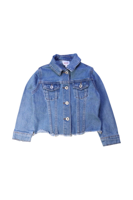 A Blue Lightweight Jackets from Seed in size 3T for girl. (Front View)