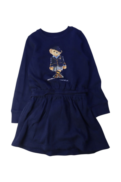 A Navy Long Sleeve Dresses from Polo Ralph Lauren in size 5T for girl. (Front View)