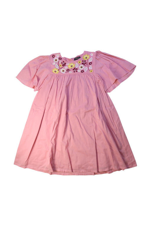 A Pink Short Sleeve Dresses from Velveteen in size 8Y for girl. (Front View)