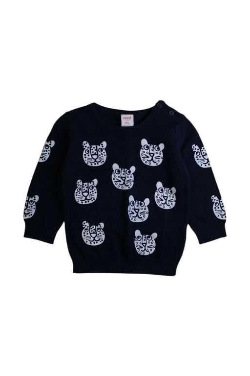 A Navy Knit Sweaters from Seed in size 12-18M for boy. (Front View)