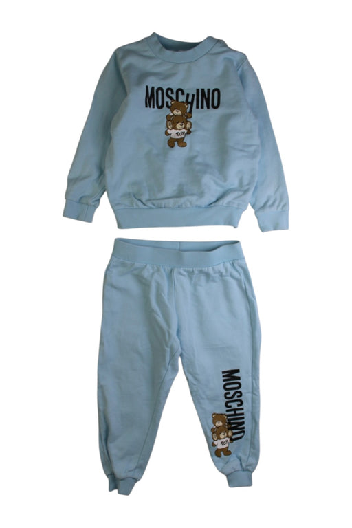 A Blue Pants Sets from Moschino in size 12-18M for boy. (Front View)