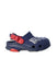 A Navy Slip Ons from Crocs in size 18-24M for boy. (Front View)