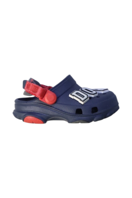 A Navy Slip Ons from Crocs in size 18-24M for boy. (Front View)