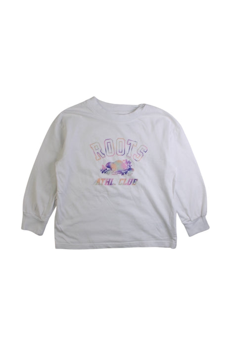 A White Crewneck Sweatshirts from Roots in size 5T for girl. (Front View)