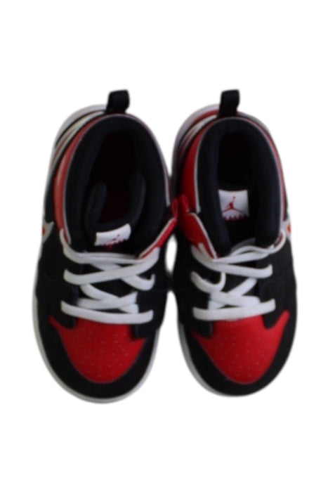 A Red Sneakers from Air Jordan in size 4T for boy. (Back View)