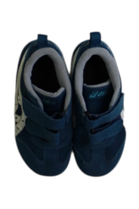 A Blue Sneakers from ASICS in size 3T for boy. (Back View)