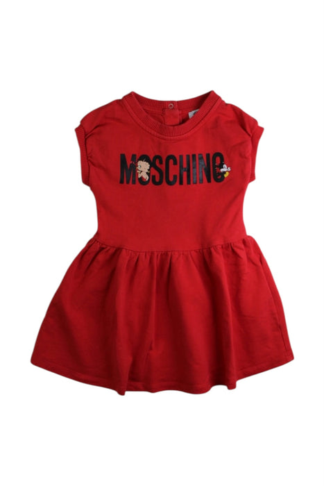 A Red Short Sleeve Dresses from Moschino in size 12-18M for girl. (Front View)