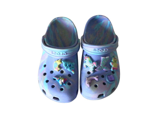 A Multicolour Slip Ons from Crocs in size 6T for girl. (Front View)