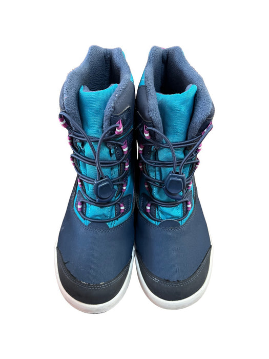 A Navy Winter Boots from Merrell in size 11Y for girl. (Front View)