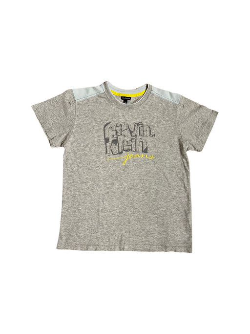 A Grey Short Sleeve T Shirts from Calvin Klein in size 10Y for boy. (Front View)