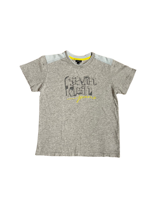 A Grey Short Sleeve T Shirts from Calvin Klein in size 10Y for boy. (Front View)