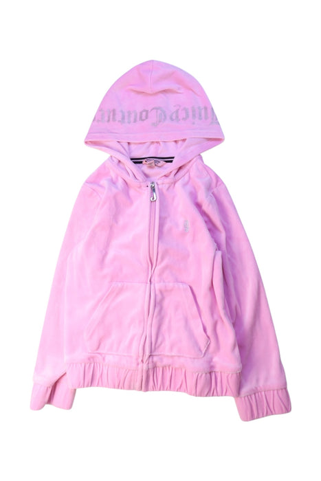 A Pink Zippered Sweatshirts from Juicy Couture in size 7Y for girl. (Front View)