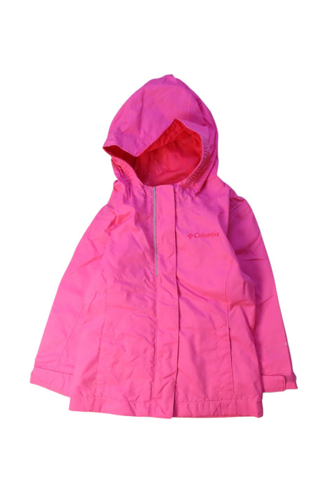 A Pink Rain Jackets from Columbia in size 2T for girl. (Front View)