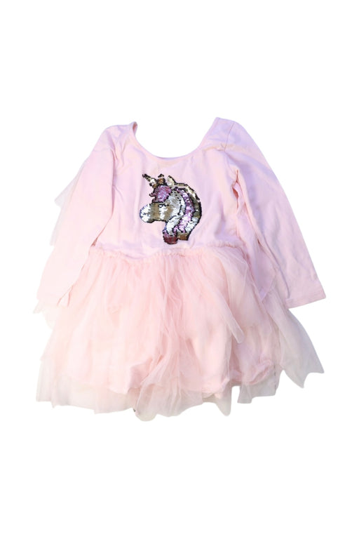 A Pink Long Sleeve Dresses from Seed in size 5T for girl. (Front View)