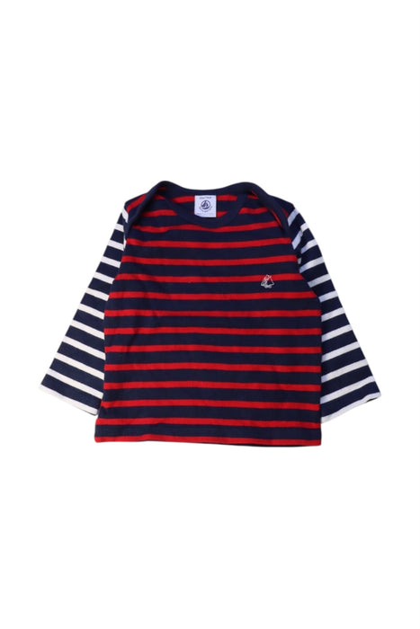 A Navy Long Sleeve Tops from Petit Bateau in size 6-12M for boy. (Front View)