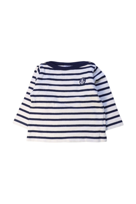 A Navy Long Sleeve T Shirts from Petit Bateau in size 6-12M for boy. (Front View)
