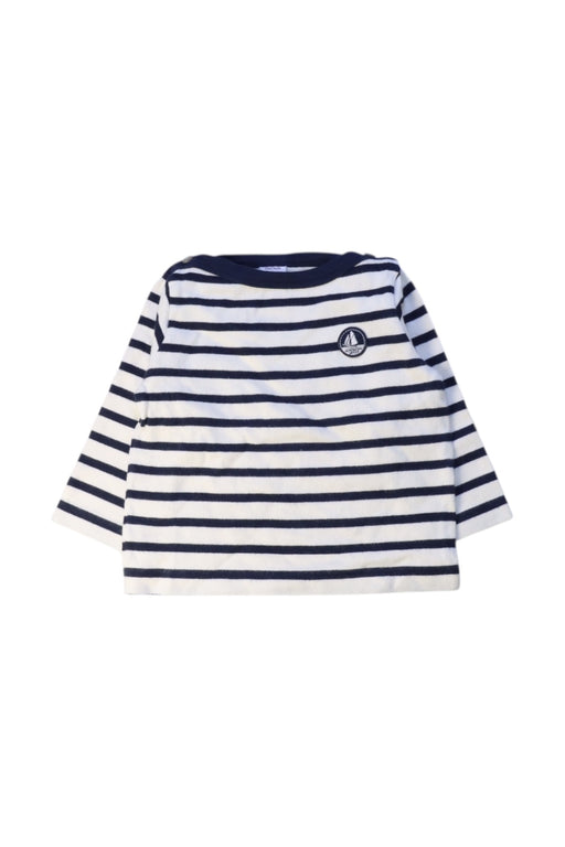 A Navy Long Sleeve T Shirts from Petit Bateau in size 6-12M for boy. (Front View)