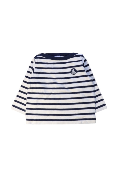 A Navy Long Sleeve T Shirts from Petit Bateau in size 6-12M for boy. (Front View)
