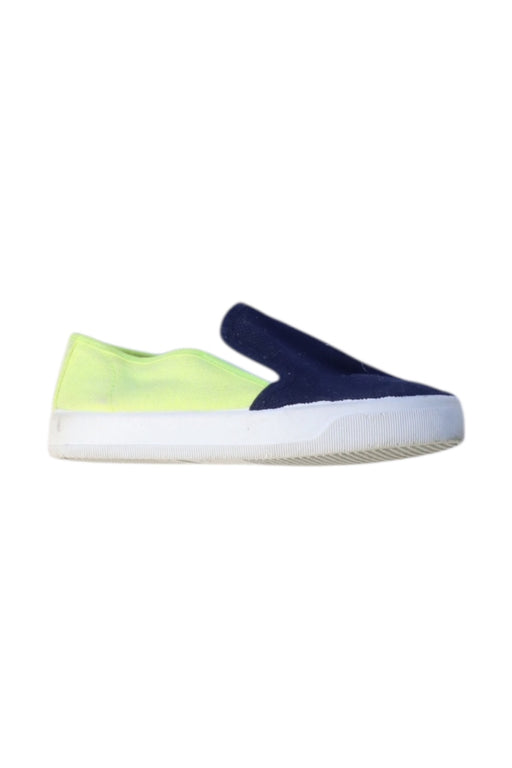 A Navy Slip Ons from Jacadi in size 3T for neutral. (Front View)