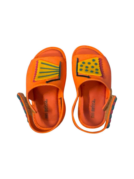 A Orange Sandals from Mini Melissa in size 12-18M for girl. (Front View)