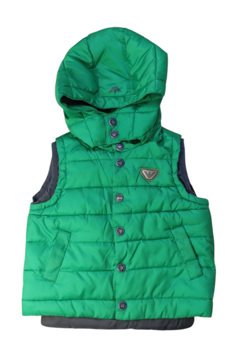 A Green Outerwear Vests from Armani in size 2T for boy. (Front View)