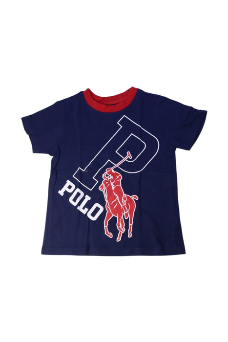 A Navy Short Sleeve T Shirts from Polo Ralph Lauren in size 4T for boy. (Front View)