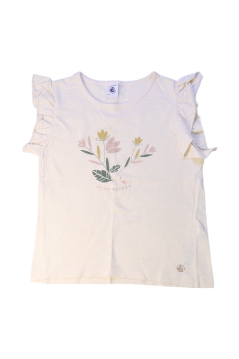 A Ivory Short Sleeve Tops from Petit Bateau in size 6T for girl. (Front View)