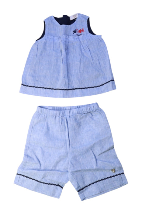 A Blue Shorts Sets from Armani in size 3-6M for girl. (Front View)