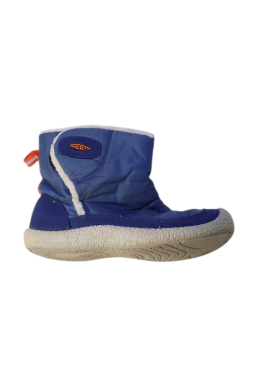 A Blue Winter Boots from Keen in size 6T for boy. (Front View)