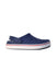 A Navy Slip Ons from Crocs in size 6T for neutral. (Front View)