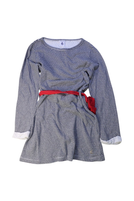 A Blue Long Sleeve Dresses from Petit Bateau in size 8Y for girl. (Front View)