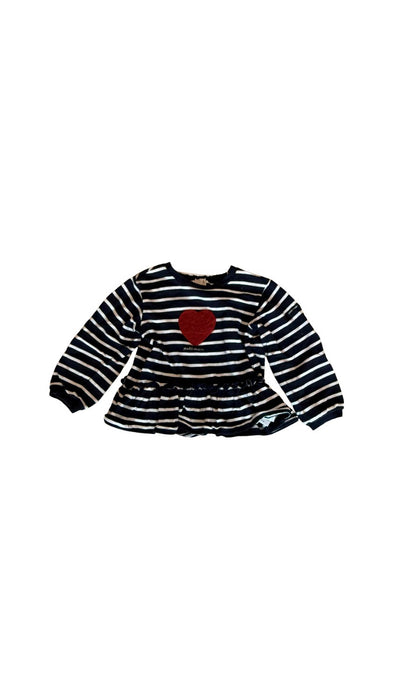 A Navy Long Sleeve Tops from Petit Main in size 4T for girl. (Front View)
