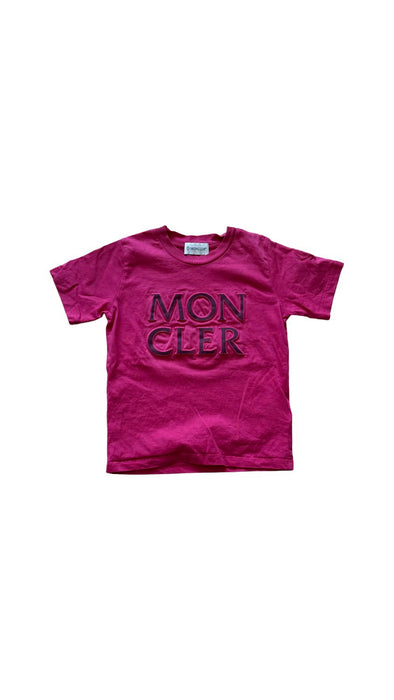 A Pink Short Sleeve T Shirts from Moncler in size 4T for girl. (Front View)