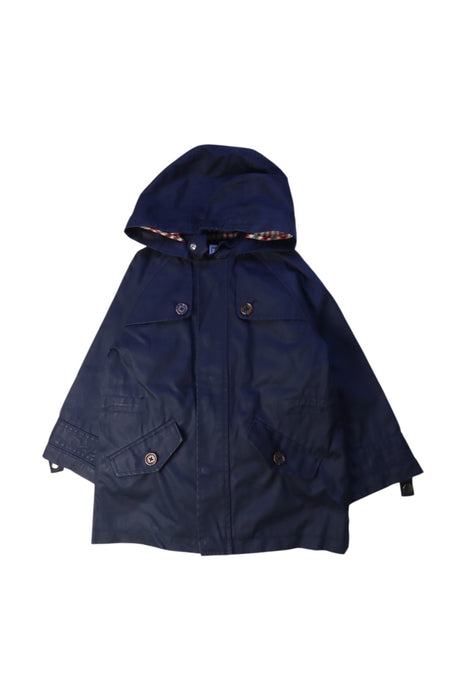 A Navy Coats from Jacadi in size 5T for neutral. (Front View)