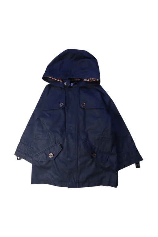 A Navy Coats from Jacadi in size 5T for neutral. (Front View)