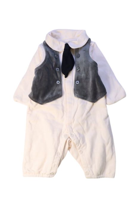 A White Long Sleeve Rompers from Chickeeduck in size 0-3M for boy. (Front View)