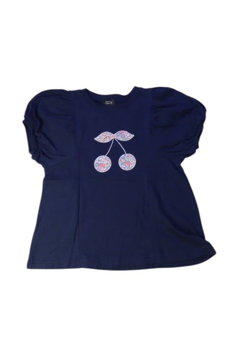 A Navy Short Sleeve Tops from Petit Main in size 5T for girl. (Front View)