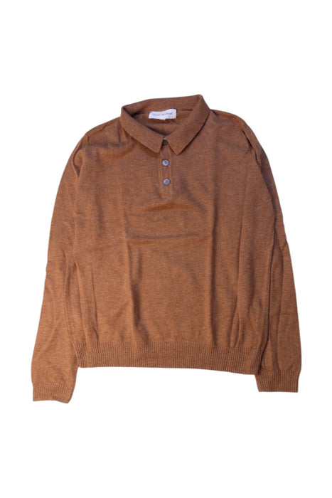 A Brown Long Sleeve Polos from Excuse My French in size 8Y for boy. (Front View)