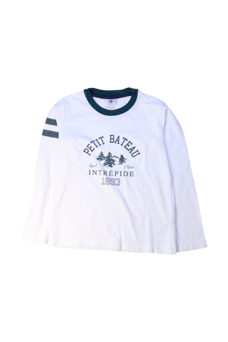 A White Long Sleeve T Shirts from Petit Bateau in size 8Y for boy. (Front View)