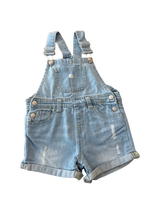 A Blue Overall Shorts from 7 For All Mankind in size 3T for girl. (Front View)