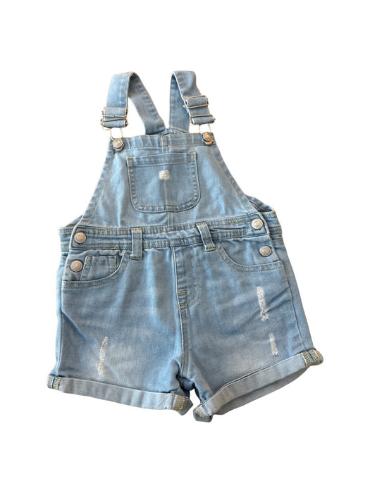 A Blue Overall Shorts from 7 For All Mankind in size 3T for girl. (Front View)