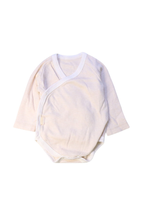 A Beige Long Sleeve Bodysuits from Natures Purest in size 6-12M for girl. (Front View)