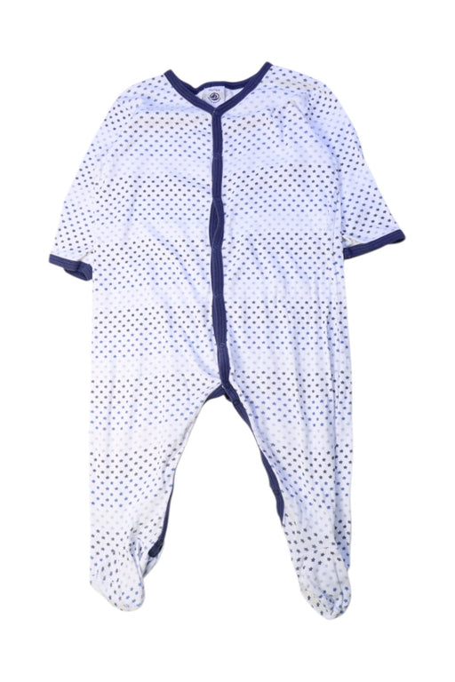 A White Onesies from Petit Bateau in size 6-12M for boy. (Front View)
