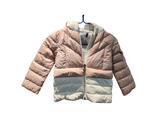 A Pink Puffer/Quilted Jackets from Moncler in size 3T for girl. (Front View)
