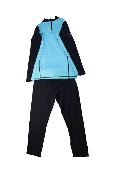 A Black Wetsuits from Aquasport in size 14Y for boy. (Back View)